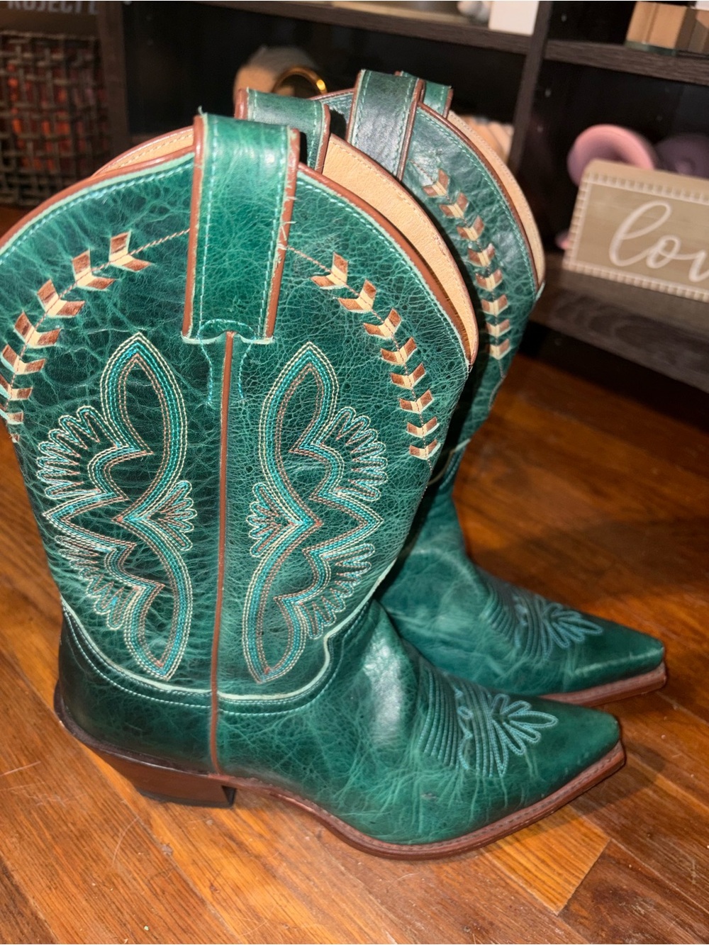 Justin Bieber Teal Green Western Heeled Boots
